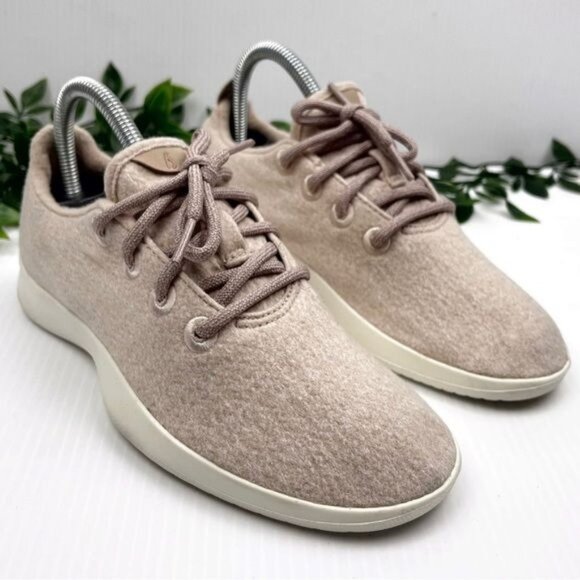 Allbirds Wool Runner Pebble White Sole lace up Running Shoes 7 - Picture 1 of 8